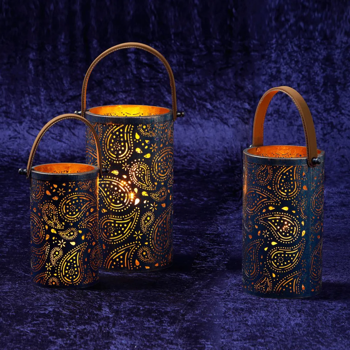 Runde Metall-Laternen, Set à 3 Stück