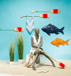 Rustikaler Maritimer Deko Anker, 53 Cm Lang Aus Holz