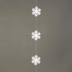 Schneeflockengirlande Aus Filz, Weiß, 180 Cm