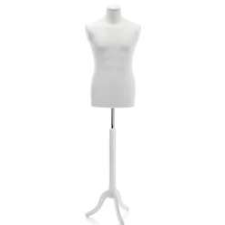Schneiderpuppe Männlich Weiß Auf Weißem Dreibeinständer 148 - 178 Cm Hoch