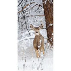 Schwer Entflammbarer Stoffbanner "Winterreh" Aus Fahnenstoff 100 X 200 Cm