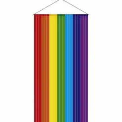 Schwer Entflammbarer Stoffbanner "Regenbogenstreifen" Aus Fahnenstoff 100 X 200 Cm