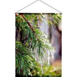 Schwer Entflammbarer Stoffbanner "Eisiger Tannenzweig" Aus Fahnenstoff 100 X 140 Cm