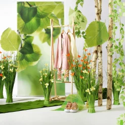 Schwer Entflammbarer Stoffbanner "grüne Birkenblätter" Aus Fahnenstoff 100 X 200 Cm