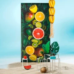 Schwer Entflammbarer Stoffbanner "tropische Früchte" Aus Fahnenstoff 100 X 200 Cm