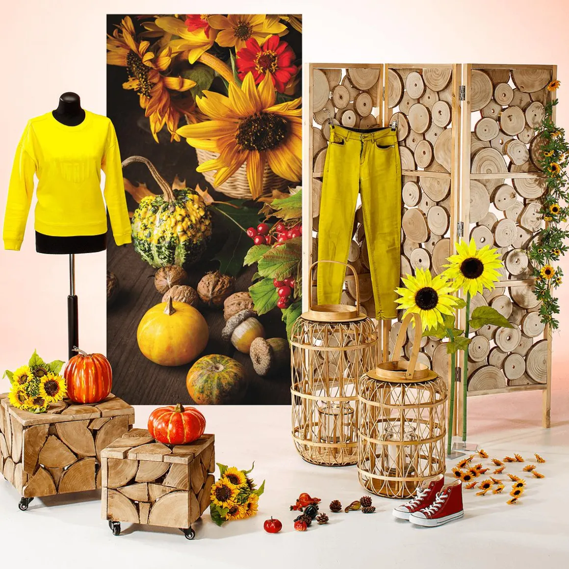 Schwer Entflammbarer Stoffbanner "Herbstdeko" Aus Fahnenstoff 100 X 200 Cm