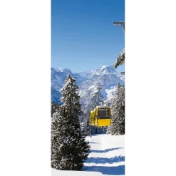 Schwer Entflammbarer Stoffbanner "Gelbe Seilbahn" Aus Fahnenstoff 75 X 180 Cm