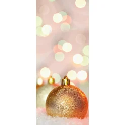 Schwer Entflammbarer Stoffbanner "Goldene Glitzer-Weihnachtskugeln" Aus Fahnenstoff 75 X 180 Cm