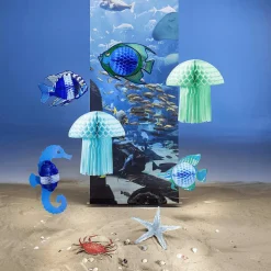 Schwer Entflammbarer Stoffbanner „Unterwasserlandschaft Im Aquarium“ Aus Fahnenstoff 75 X 180 Cm