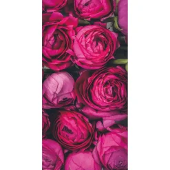 Schwer Entflammbarer Stoffbanner „pinke Ranunkel-Blüten“ Aus Fahnenstoff 100 X 200 Cm