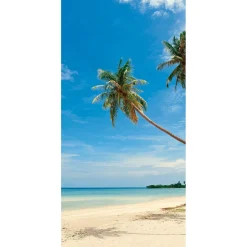 Schwer Entflammbarer Stoffbanner „Palmenstrand“ Aus Fahnenstoff 100 X 200 Cm