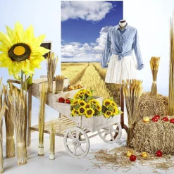 Schwer Entflammbarer Stoffbanner „goldenes Kornfeld Unter Blauem Himmel“ Aus Fahnenstoff 100 X 200 Cm