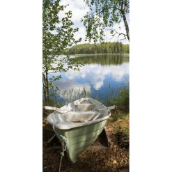 Schwer Entflammbarer Stoffbanner „Ruderboot Am See“ Aus Fahnenstoff 100 X 200 Cm