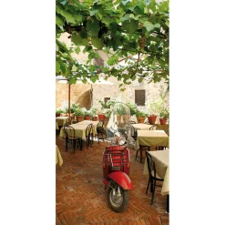 Schwer Entflammbarer Stoffbanner „rote Vespa“ Aus Fahnenstoff 100 X 200 Cm