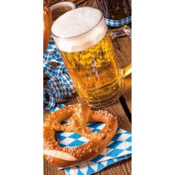 Schwer Entflammbarer Stoffbanner „Oktoberfest Mit Bier Und Brezel“ Aus Fahnenstoff 100 X 200 Cm