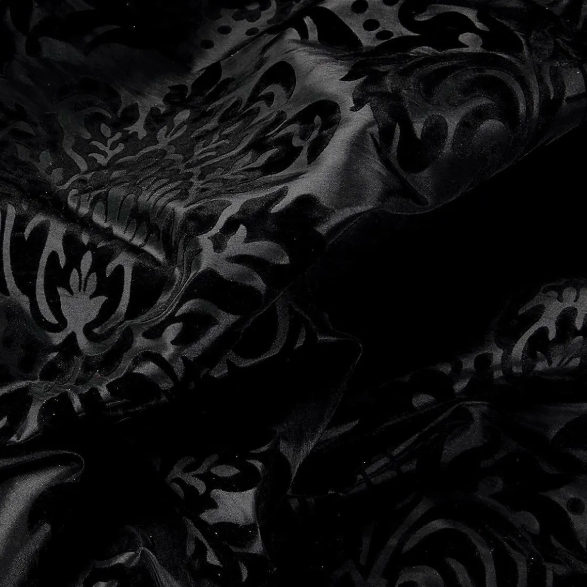 Taft Mit Samtflock 145 Cm Breit, Schwarz