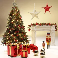 Weihnachtsgeschenk 40 Cm Rot Mit Goldener Schleife