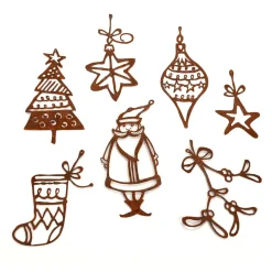 Weihnachtshänger-Set, Rost-Oberfläche 7 Stück