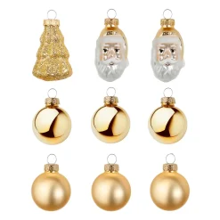 Weihnachtskugel-Set Aus Glas 9 Stück In Der Box Gold