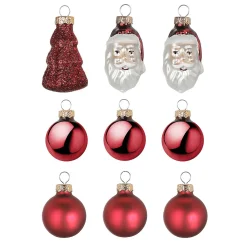 Weihnachtskugel-Set Aus Glas 9 Stück In Der Box Rot