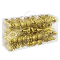 Weihnachtskugel-Set Aus Kunststoff 100tlg. Gold 3 – 7,5 Cm Ø