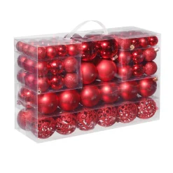 Weihnachtskugel-Set Aus Kunststoff 100tlg. Rot 3 – 6 Cm Ø