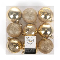 Weihnachtskugel-Set, Gold, Kunststoff, 6 Cm Ø – 9 Stück