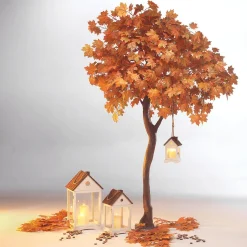 Windlicht Laterne Holzhäuser, Set à 3 Stück