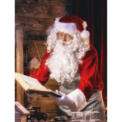 XL-Stoffbanner "Weihnachtsmann Mit Buch" Aus Schwer Entflammbarem Fahnenstoff 150 X 200 Cm