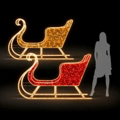 XXL LED Lichtobjekt Schlitten Für Außen Rot 230cm