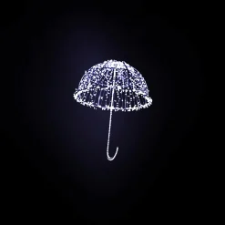 XXL Lichtobjekt LED Regenschirm Silber 150 Cm