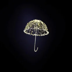 XXL Lichtobjekt LED Regenschirm Gold 200 Cm