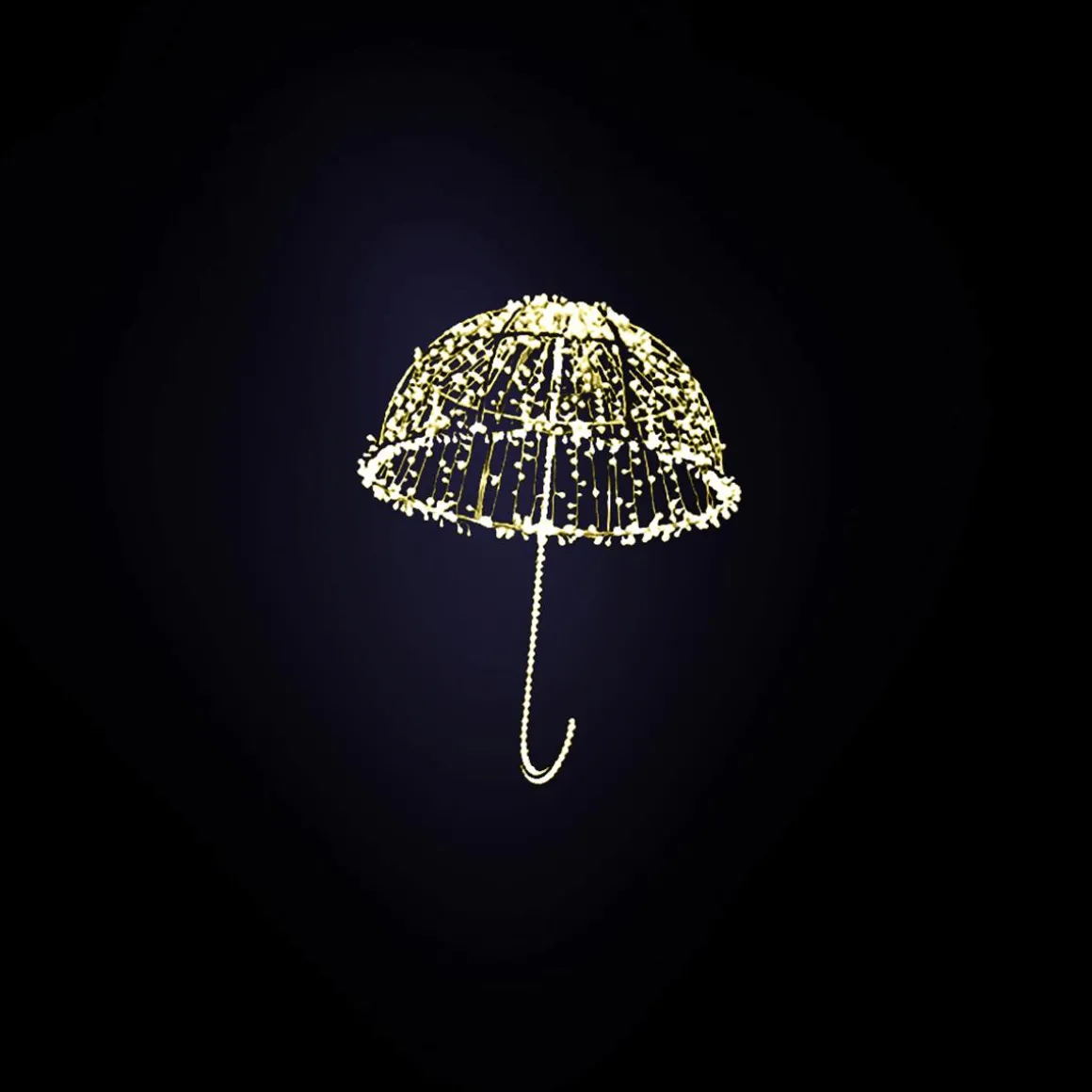 XXL Lichtobjekt LED Regenschirm Gold 200 Cm